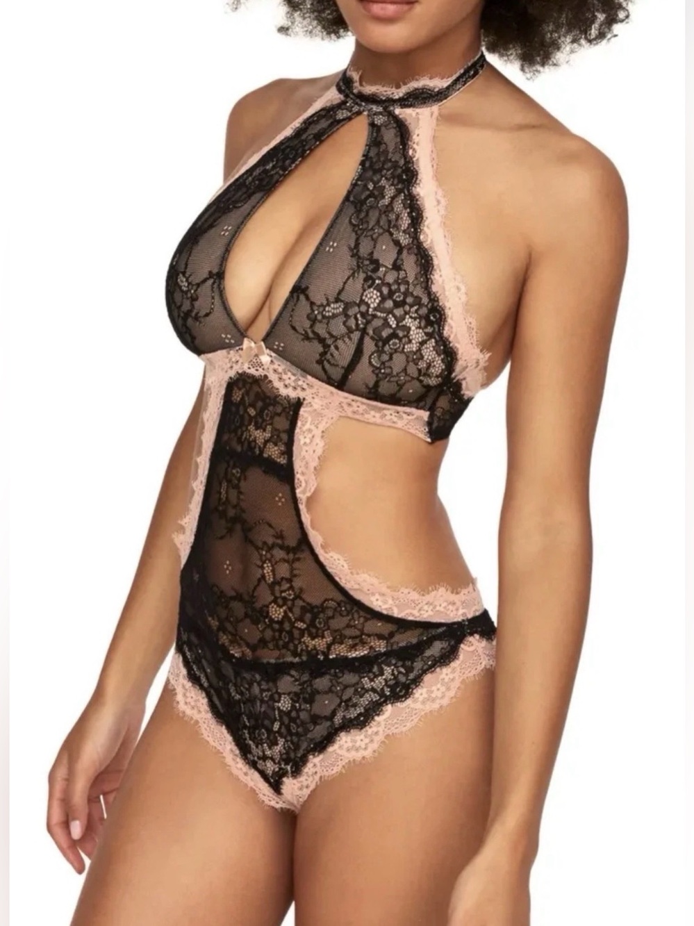 NWT Women’s Adore Me Brescia Lace Halter Style Bodysuit Lingerie Medium